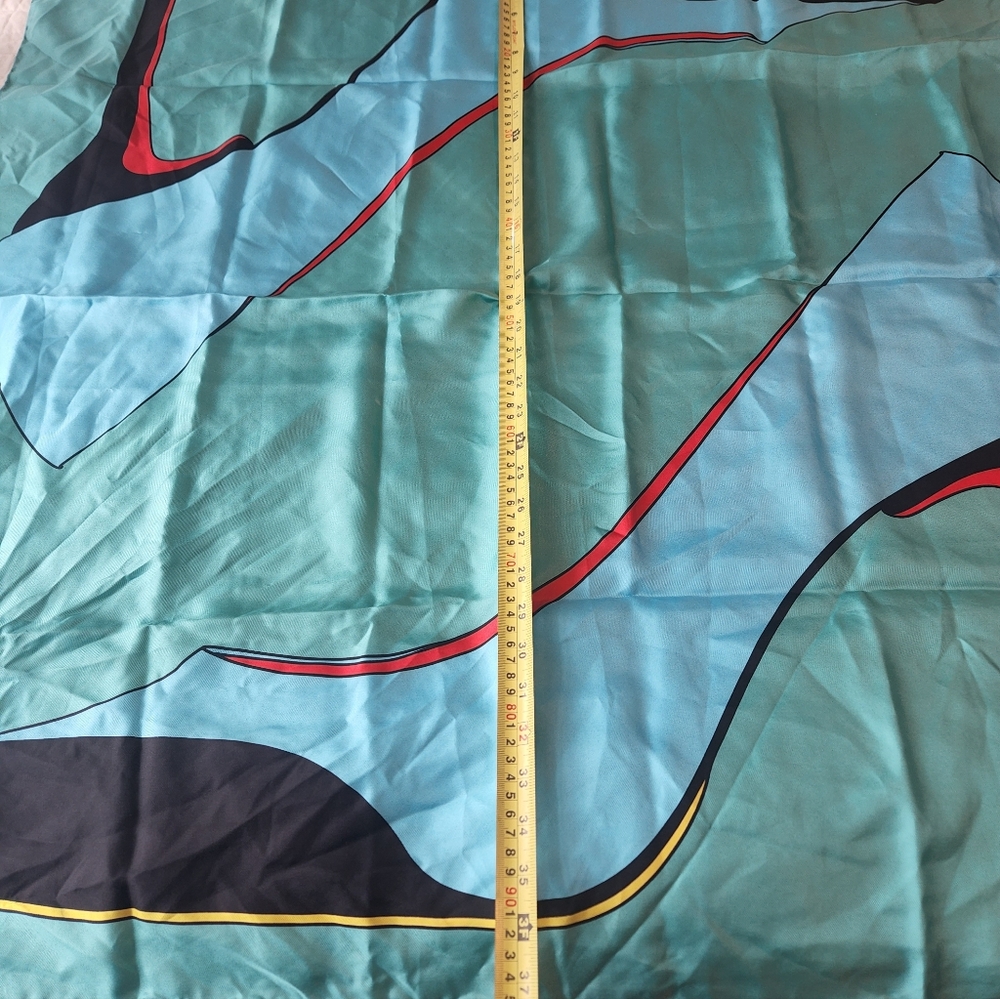 Stylish Blue and Black Scarf with Red Accents - Picture 4 of 9